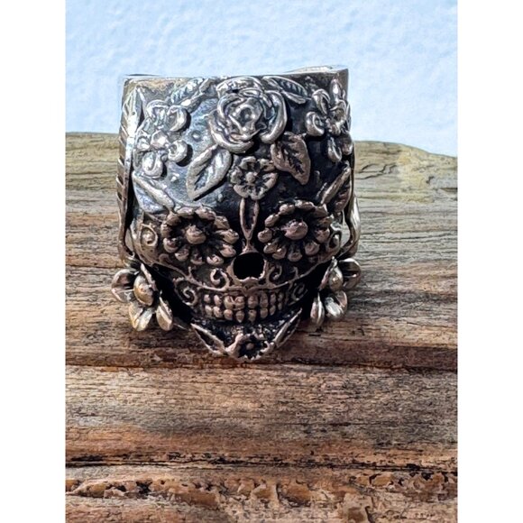 Jewelry - Sterling Silver 925 Día de los Muertos Sugar Skull Ring JJ Size 9 1/2 19.83g
